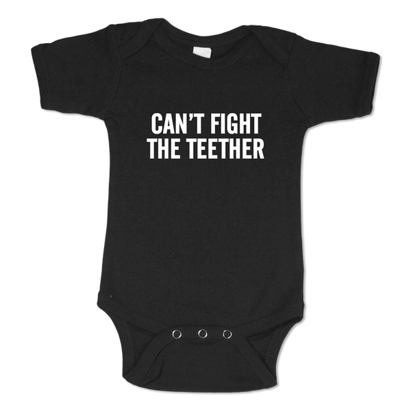 Can't Fight The Teether Black Onesie-12M